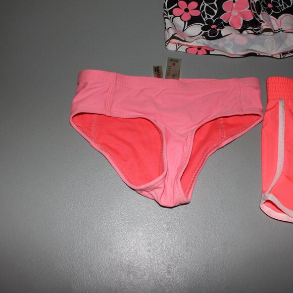 Pink & Black & White 3 Pcs Zero Xposur Tankini Swimsuit Size 5 - Picture 3 of 15